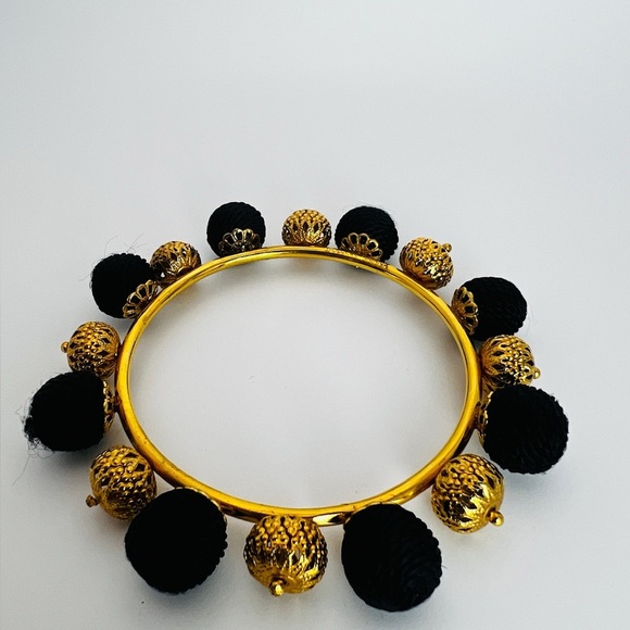 Dolce Gabbana Authentic Black Gold Bangle bracelet pom pom - Picture 5 of 10
